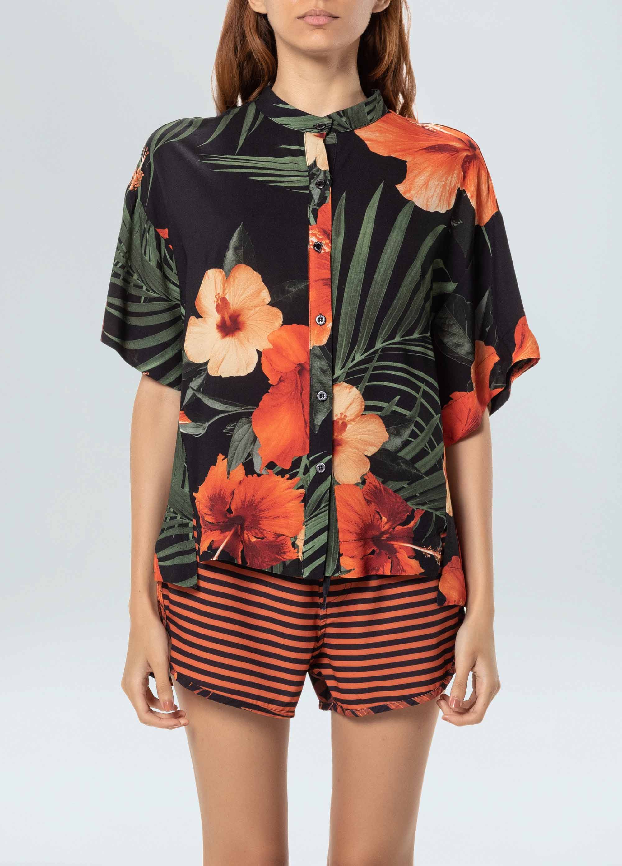 Camisa Feminina Osklen Hibisco Night - OSKLEN